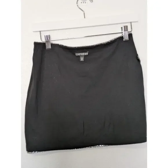 Express Women's Sequin Lined Mini Skirt Size XS Shimmer Glam Party Rocker - Picture 5 of 7